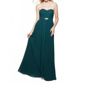 NEW MILANO FORMALS women's strapless chiffon dress in teal